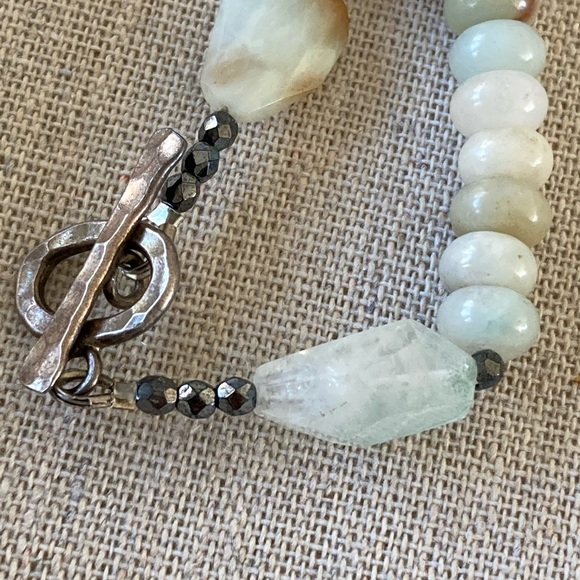 New Boho Chrysoprase Quartz & Amazonite Necklace w verdigris copper pendant … - Picture 11 of 11